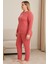 Kadın Pembe Baskılı Pijama Takımı 1