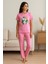 Kadın Pembe Pijama Takımı Kısa Kollu Baskılı 2