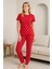 Kadın Kısa Kollu Pijama Takımı Kalp Baskılı 1