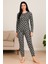 Kadın Pijama Takımı Silik Kalp Modelli Uzun Kollu 2
