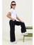 Yıldız Detaylı Kız Çocuk Geniş Paça Kot Pantolon Cepli Wide Leg Jean 3