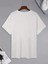 20/1 Penye Compack Palmiye Ön Baskılı Oversize Bisiklet Yaka Kısa Kol Yazlık T-Shirt - Beyaz 5