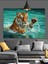 Suda Yüzen Kaplan Çizimi Dekoratif Kanvas - Mdf Ahşap Tablo 3