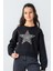 Kız Çocuk Taş Detaylı Yıldız Baskılı Sweatshirt 1
