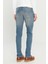 Erkek Petrol Mavisi Ekstra Slim Fit Dar Kesim Pamuklu Esnek Rıss Jean Kot Denim Pantolon 8