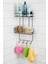 2 Katlı Siyah Kancalı Banyo Duş Rafı, Şampuanlık, Lif/kese Askılı, Paslanmaz Metal, Banyo Düzenleyici - (Tş-02) 4