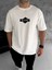 Unisex Bisiklet Yaka Baskılı Double Oversize T-Shirt - Beyaz 1
