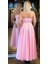 Pembe Straplez Yaka Kloş Etekli Saten Midi Abiye Elbise 7647 5