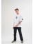 Unisex Bisiklet Yaka Baskılı Oversize T-Shirt - Beyaz 1