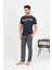 Erkek Pamuk Kısa Kol Pijama Takım Lacivert 4
