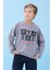 Erkek Çocuk Bisiklet Yaka Mevsimlik Baskılı Sweatshirt Gri 3