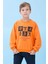 Erkek Çocuk Bisiklet Yaka Mevsimlik Baskılı Sweatshirt Turuncu 1