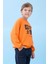 Erkek Çocuk Bisiklet Yaka Mevsimlik Baskılı Sweatshirt Turuncu 3
