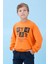 Erkek Çocuk Bisiklet Yaka Mevsimlik Baskılı Sweatshirt Turuncu 5
