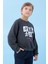 Erkek Çocuk Bisiklet Yaka Mevsimlik Baskılı Sweatshirt Antrasit 3