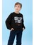 Erkek Çocuk Bisiklet Yaka Mevsimlik Baskılı Sweatshirt Siyah 1