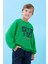 Erkek Çocuk Bisiklet Yaka Mevsimlik Baskılı Sweatshirt Yeşil 1
