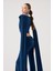 Şal Detaylı Bluz ve Ispanyol Pantolonlu Finley Takım Mavi 4