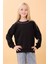 Kız Çocuk Baskılı Bisiklet Yaka Mevsimlik Sweatshirt Siyah 5