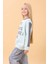 Kız Çocuk Baskılı Bisiklet Yaka Mevsimlik Sweatshirt Mint Yeşili 3