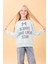 Kız Çocuk Baskılı Bisiklet Yaka Mevsimlik Sweatshirt Mint Yeşili 4