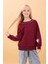 Kız Çocuk Baskılı Bisiklet Yaka Mevsimlik Sweatshirt Bordo 2