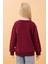 Kız Çocuk Baskılı Bisiklet Yaka Mevsimlik Sweatshirt Bordo 5