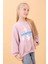 Kız Çocuk Oversize Santorini Baskılı Mevsimlik Sweatshirt Açık Gül Rengi 2