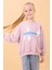 Kız Çocuk Oversize Santorini Baskılı Mevsimlik Sweatshirt Açık Gül Rengi 5