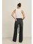 Antrasit Yüksek Bel Kemer Detaylı Wide Leg Jean 5