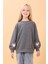 Kız Çocuk Baskılı Bisiklet Yaka Mevsimlik Sweatshirt Antrasit 1