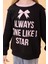 Kız Çocuk Baskılı Bisiklet Yaka Mevsimlik Sweatshirt Siyah 4