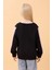 Kız Çocuk Baskılı Bisiklet Yaka Mevsimlik Sweatshirt Siyah 5
