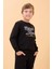 Erkek ve Kız Çocuk Okul Baskılı Bisiklet Yaka Mevsimlik Sweatshirt Siyah 2