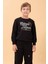 Erkek ve Kız Çocuk Okul Baskılı Bisiklet Yaka Mevsimlik Sweatshirt Siyah 4