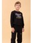 Erkek ve Kız Çocuk Okul Baskılı Bisiklet Yaka Mevsimlik Sweatshirt Siyah 5