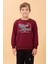 Erkek ve Kız Çocuk Okul Baskılı Bisiklet Yaka Mevsimlik Sweatshirt Bordo 1
