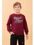 Erkek ve Kız Çocuk Okul Baskılı Bisiklet Yaka Mevsimlik Sweatshirt Bordo 2