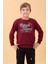 Erkek ve Kız Çocuk Okul Baskılı Bisiklet Yaka Mevsimlik Sweatshirt Bordo 4