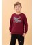 Erkek ve Kız Çocuk Okul Baskılı Bisiklet Yaka Mevsimlik Sweatshirt Bordo 5