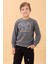 Erkek ve Kız Çocuk Okul Baskılı Bisiklet Yaka Mevsimlik Sweatshirt Antrasit 1