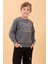Erkek ve Kız Çocuk Okul Baskılı Bisiklet Yaka Mevsimlik Sweatshirt Antrasit 2