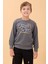 Erkek ve Kız Çocuk Okul Baskılı Bisiklet Yaka Mevsimlik Sweatshirt Antrasit 3