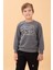 Erkek ve Kız Çocuk Okul Baskılı Bisiklet Yaka Mevsimlik Sweatshirt Antrasit 4
