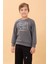 Erkek ve Kız Çocuk Okul Baskılı Bisiklet Yaka Mevsimlik Sweatshirt Antrasit 5