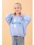 Kız Çocuk Oversize Santorini Baskılı Mevsimlik Sweatshirt Mavi 5