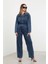 Kadın Oversize Jean Tulum Koyu Mavi 16
