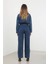 Kadın Oversize Jean Tulum Koyu Mavi 18