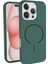 Apple iPhone 16 Pro Uyumlu Magsafe Özellikli Içi Kadife Silikon Aqua Kapak Koyu Yeşil 2