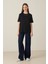 Siyah Bisiklet Yaka Kısa Kollu Kalp Detaylı Basic T-Shirt 5